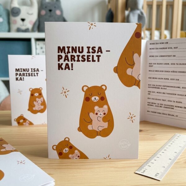 Isadepäeva kaart „Minu isa – päriselt ka!“ täidetav kaart Safal kids